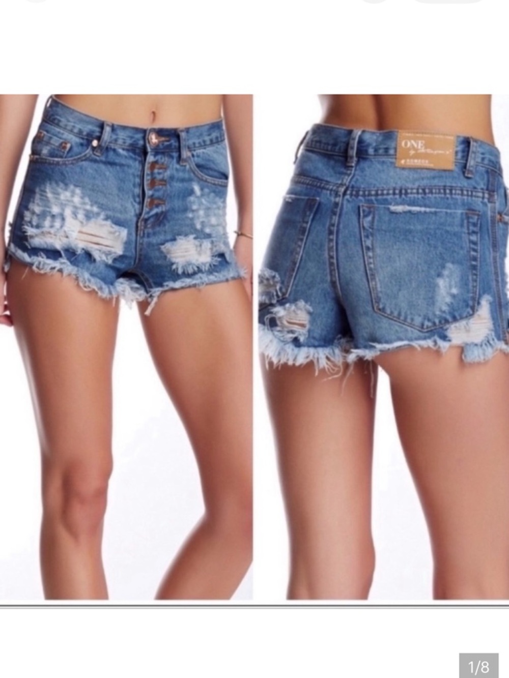 Y2K One Teaspoon Romeos Denim Cutoff Shorts streetwear grunge boho 28 light wash - Picture 12 of 12